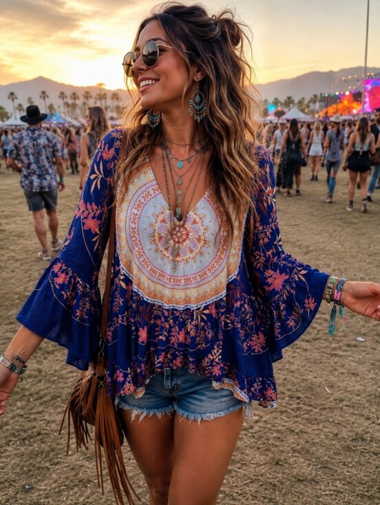 Anthropologie Tops - Anthropologie Blue and Pink Floral Tunic